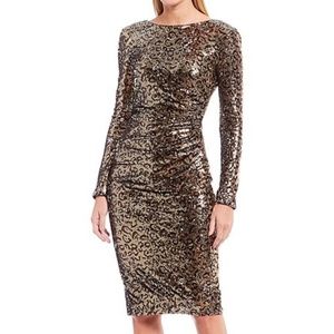 MOB WIFE Dress the Population Emilia Leopard Sequin Dress
